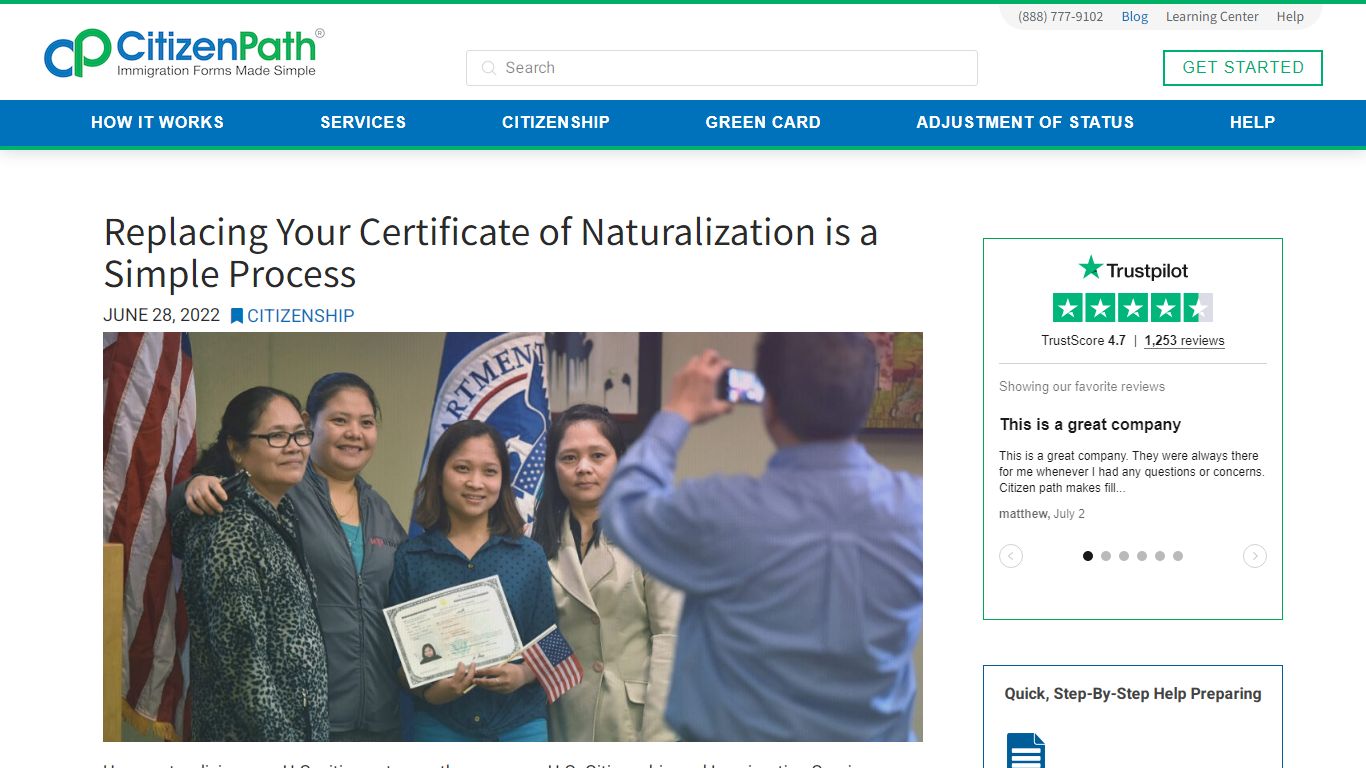 Certificate of Naturalization Replacement Process | CitizenPath